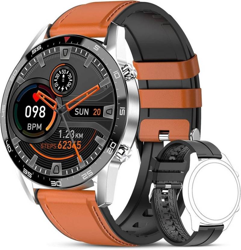 Lige Smartwatch für Herren Smartwatch (1,32 Zoll, Android iOS), Bluetooth Sprachanruf Pulsuhr IP67 Wasserdicht Fitness Tracker von Lige