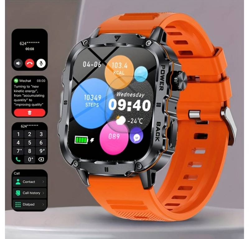 Lige für Herren, kabelloses Anrufen, Foto, Musik, Sportverfolgung Smartwatch (Andriod iOS), mit Legierunggehäuse, wiederaufladbarer Lithium-Akku, 290mAh, kabellos von Lige