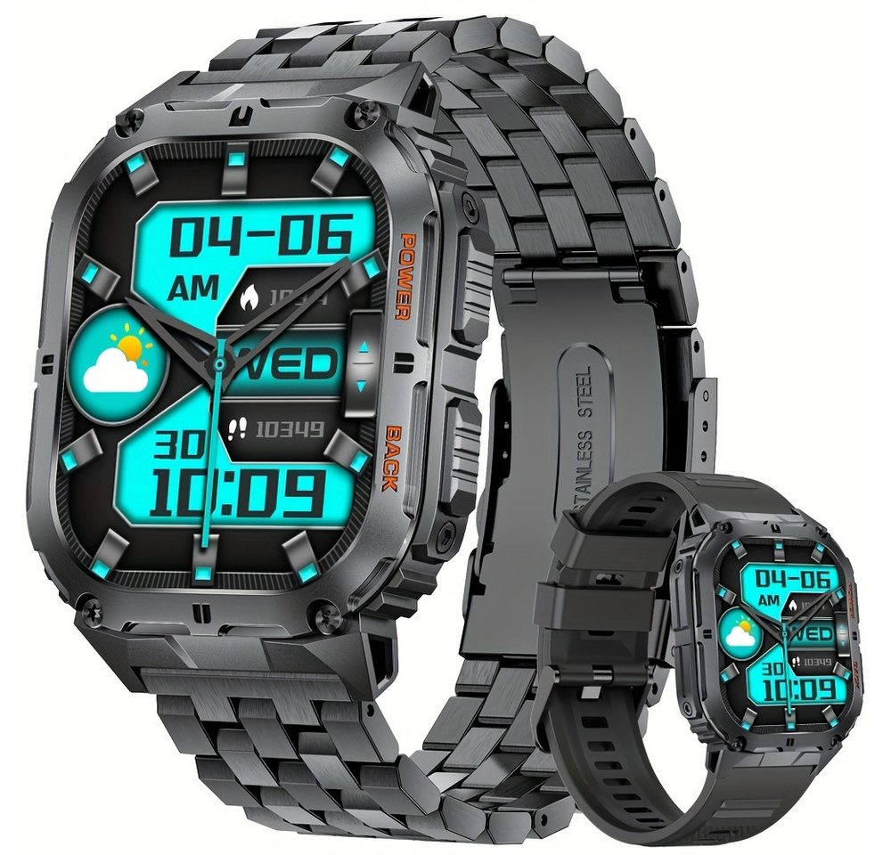 Lige für Herren Anrufintegration USB-Ladefunktion Smartwatch (1.94 cm, Andriod iOS), mit Mehrere Sportmodi, Schlafüberwachung Drahtlose Verbindung von Lige