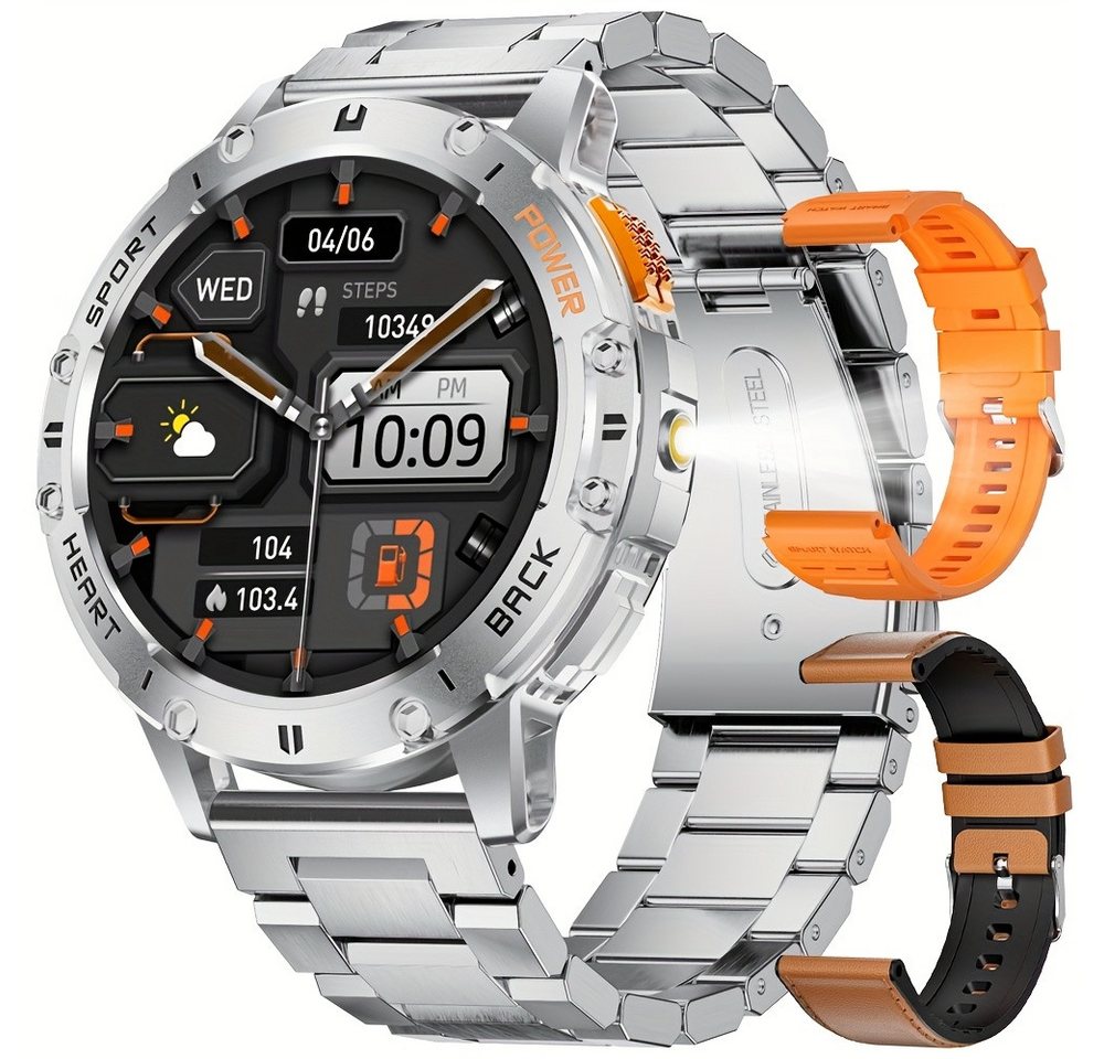 Lige für Herren mit LED-Taschenlampe AMOLED Always-On-Display Smartwatch (Andriod iOS), mit hoher Kapazität über 100 Sportmodi Fitness-Wecker,Wettervorhersage von Lige