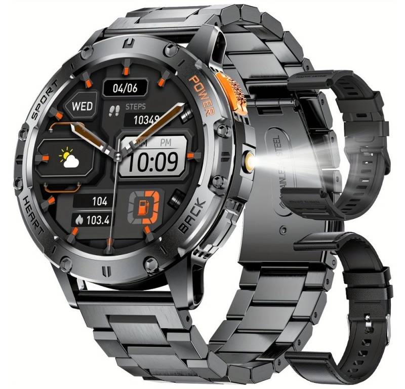 Lige für Herren mit LED-Taschenlampe AMOLED Always-On-Display Smartwatch (Andriod iOS), mit hoher Kapazität über 100 Sportmodi Fitness-Wecker,Wettervorhersage von Lige