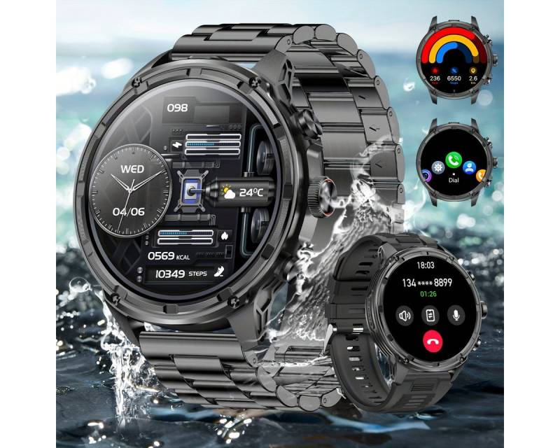 Lige für Männer mit Kabellosem Anruf, IP67 Wasserdicht, 710mAh Akku Smartwatch (1.85 Zoll, Andriod iOS), mit Outdoor-Fitness LED-Taschenlampe, 100 Sportaktivitäten-Tracker von Lige
