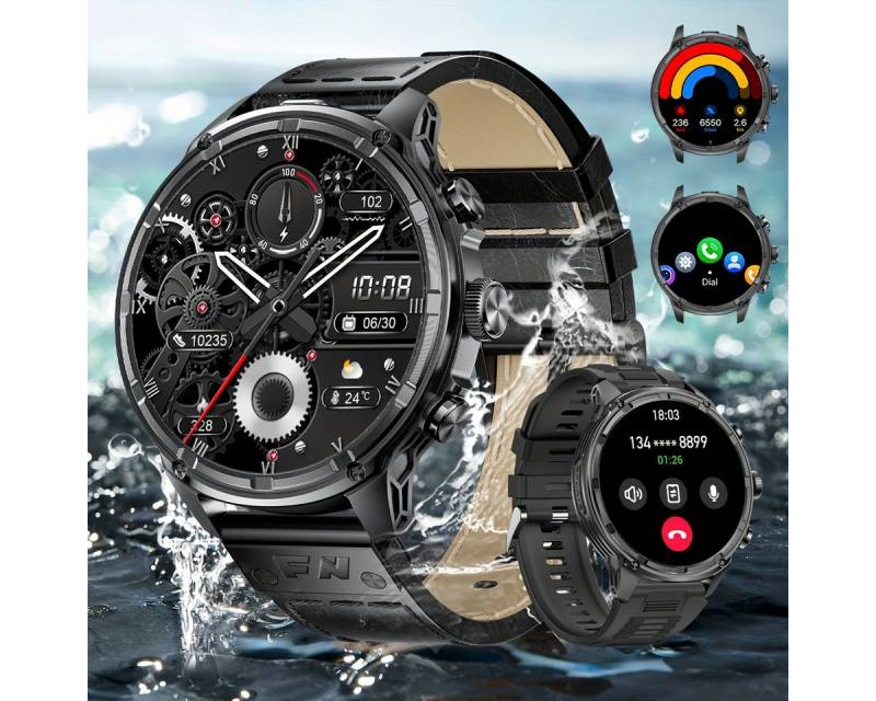 Lige für Männer mit Kabellosem Anruf, IP67 Wasserdicht, 710mAh Akku Smartwatch (1.85 Zoll, Andriod iOS), mit Outdoor-Fitness LED-Taschenlampe, 100 Sportaktivitäten-Tracker von Lige