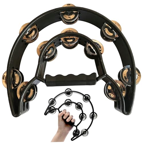 Tamburine für Erwachsene, Halbmond -Percussion Tambourin mit Doppelreihen -Metalljingles, ergonomischem Griff, Jingle -Glocken für Drum & Gitarre spielen, Tamburin, Handtrommel Tamburine für Erwachsene, Halbmond -Percussion Tambourin mit Doppelreihen -Metalljingles, ergonomischem Griff, Jingle -Glocken für Drum & Gitarre spielen, Tamburin, Handtrommel von Ligeinsrk