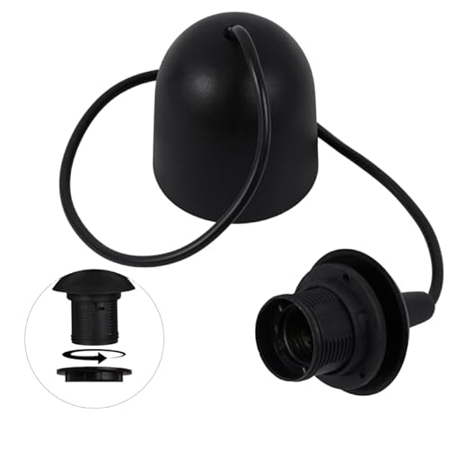 Light-Home Hängelampe Minimalistisch – Hängeleuchte Industrial - Lampenaufhängung ohne Lampenschirm und ohne Glühbirne - Pendelleuchte mit Lampenfassung E27 - Schwarz - Pilz ⌀ 6 cm Light-Home Hängelampe Minimalistisch – Hängeleuchte Industrial - Lampenaufhängung ohne Lampenschirm und ohne Glühbirne - Pendelleuchte mit Lampenfassung E27 - Schwarz - Pilz ⌀ 6 cm von Light Home LH