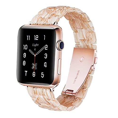 Light Kompatibel mit Apple Watch Armband 38mm 40mm 41mm, Resin Ersatzband für Apple Watch Series 7 6 SE 5 4 3 2 1(Silk White,38mm/40mm/41mm) von Light House