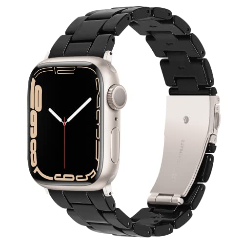 Light Kompatibel mit Apple Watch Armband 42mm 41mm 40mm 38mm, Leicht Einstellbar Mode Harz Wasserdicht Ersatzband für Apple Watch Series 10 9 8 7 6 SE 5 4 3 2 1 (Pure Black for Starlight) von Light House