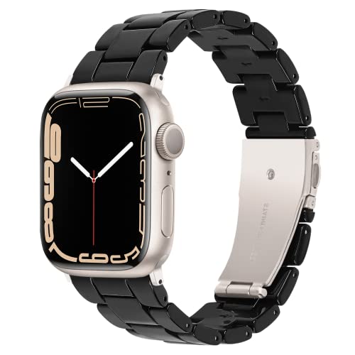 Light Kompatibel mit Apple Watch Armband 41mm 40mm 38mm, Leicht Einstellbar Mode Harz Wasserdicht Ersatzband für Apple Watch Ultra, Series 9 8 7 6 SE 5 4 3 2 1 (Pure Black for Starlight) von Light House