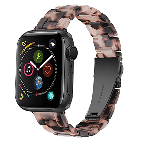 Light Kompatibel mit Apple Watch 9 Armband 41mm 40mm 38mm, Leicht Einstellbar Mode Harz Wasserdicht für Apple Watch Series 9 8 Series 7 6 5 4 3 2 1 Apple Watch SE für Damen/Herren(Tortoise Flower) von Light House