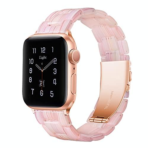 Light Kompatibel mit Apple Watch Armband 49mm 45mm 44mm 42mm, Leicht Einstellbar Mode Harz Wasserdicht Ersatzband für Apple Watch Ultra, Series 8 Series 7 6 5 4 3 2 1 Apple Watch SE(Peach Pink) von Light House