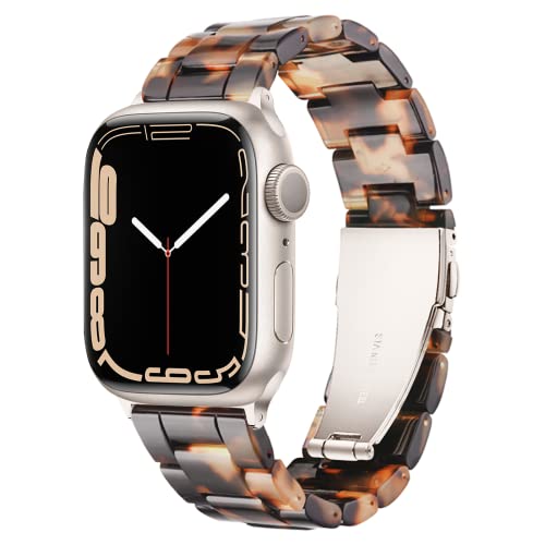 Light Kompatibel mit Apple Watch Armband 49mm 45mm 44mm 42mm, Leicht Einstellbar Mode Harz Wasserdicht für Apple Watch Ultra, Series 8 7 6 5 4 3 2 1 Apple Watch SE(Tortoise Shell for Sternenlicht) von Light House