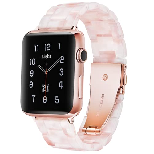 Light Kompatibel mit Apple Watch Armband 8 41mm 40mm 38mm, Leicht Einstellbar Mode Harz Wasserdicht für iWatch Apple Watch Series 8 41mm,Series 9 7 6 5 4 3 2 1 Apple Watch SE für Damen/Herren von Light House