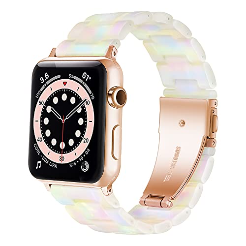 Light Kompatibel mit Apple Watch Armband49mm 45mm 44mm 42mm, Leicht Einstellbar Mode Harz Wasserdicht Ersatzband für Apple Watch Ultra Series 9 8 7 6 5 4 3 2 1 Apple Watch SE (Shell) von Light House