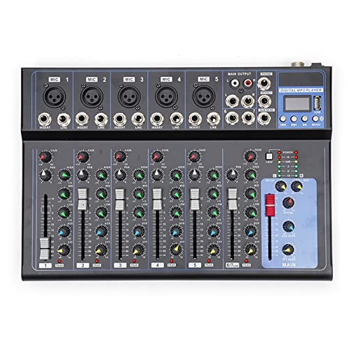 Lightakai - Live Mischpult, Professioneller Mixer mit 7 Sound Mixing Console Digitaler Audio Mixer für Aufnahme DJ Network von Lightakai