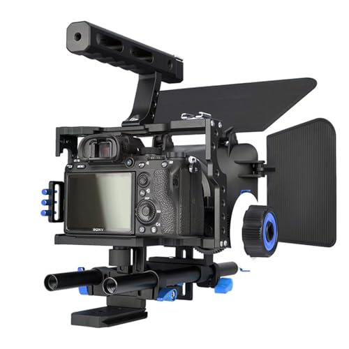 Profi DSLR Rig Kamera Cage/Follow Focus/Matte Box Bundle für Sony A6000 A6300 A7 A7S a7sii A7R a7rii, Panasonic GH4 GH4 GH3, Canon M3 M5 M6, Nikon L340 Etc. von lightdow