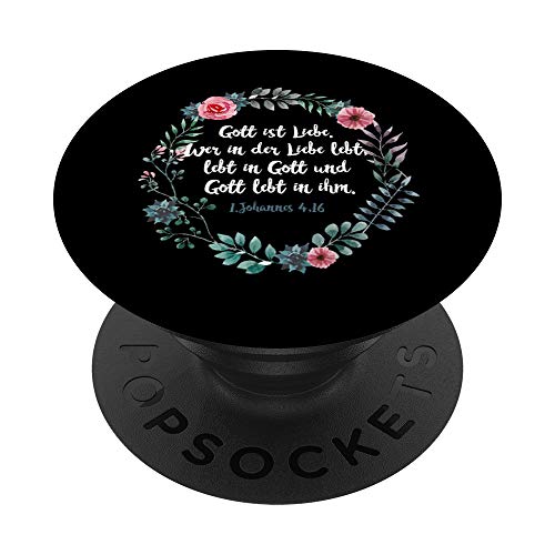 Gott ist Liebe 1. Johannes 4,16 Bibelspruch Glauben Jesus PopSockets mit austauschbarem PopGrip von Lightedblessing Christliche Kleidung