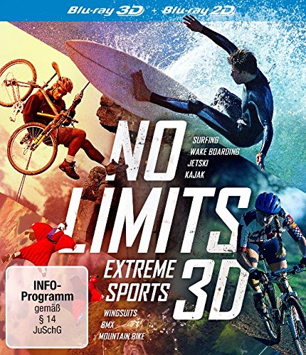 No Limits: Extreme Sports 3D (3D Blu-ray) 3-Blu-ray-Box: Surfing - Wake Boarding - JetSki - Kajak - Wingsuits - BMX - Mountain Bike von Lighthouse Home Entertain