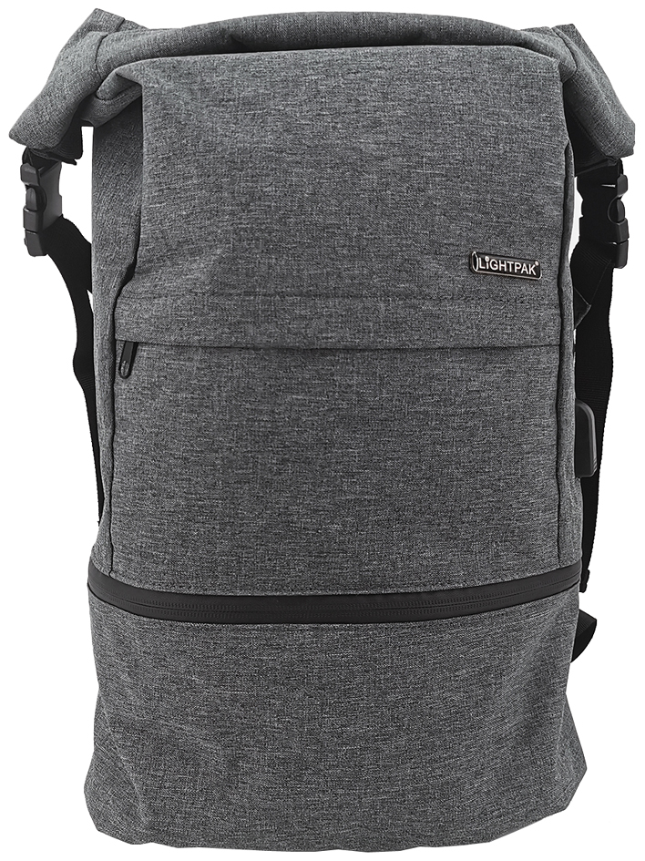 LiGHTPAK Notebook-Rucksack, 600D Polyester, grau von Lightpak