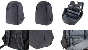 Lightpak Rucksack SAFEPAK, mit USB-Ladeport, anthrazit Polyester, gepolsterter Rücken, Trolleyband, - 1 Stück (46154) von Lightpak