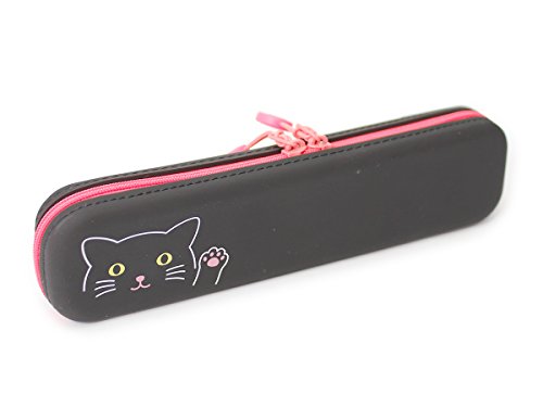 LIHIT LAB PuniLabo Stifteetui mit Reißverschluss, 20,1 x 4,8 cm, schwarze Katze (A7717-3) von Lihit Lab