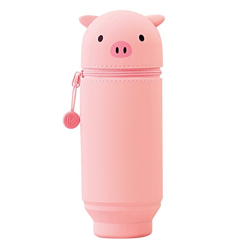 LIHITLAB Kawaii Japanese Pig Großes Stand Up Federmäppchen Für Schule Büro College, Niedliche Schulbedarf, Tier Stifthalter Bleistifthalter Mädchen, Künstler Federmäppchen, Schwein (A7714-5) von Lihit Lab