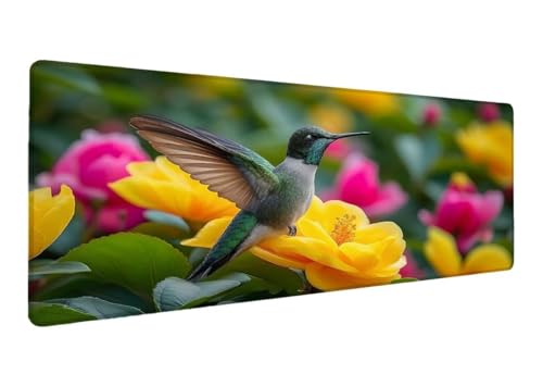 Gaming Mauspad XXL 1000x500x3mm, Kolibri Mauspad, Große Blume Schreibtischunterlage Tastatur Matte, rutschfeste Gummibasis Schreibtisch Matte, Genähte Kanten Mouse Pad Desk Mat Für Home Computer C-3 Gaming Mauspad XXL 1000x500x3mm, Kolibri Mauspad, Große Blume Schreibtischunterlage Tastatur Matte, rutschfeste Gummibasis Schreibtisch Matte, Genähte Kanten Mouse Pad Desk Mat Für Home Computer C-3 von Lihogbo