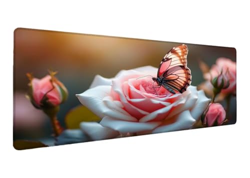 Gaming Mauspad XXL 1000x500x3mm, Schmetterling Mauspad, Große Blume Schreibtischunterlage Tastatur Matte, rutschfeste Gummibasis Schreibtisch Matte, Genähte Kanten Mouse Pad Desk Mat Für Home K-0 Gaming Mauspad XXL 1000x500x3mm, Schmetterling Mauspad, Große Blume Schreibtischunterlage Tastatur Matte, rutschfeste Gummibasis Schreibtisch Matte, Genähte Kanten Mouse Pad Desk Mat Für Home K-0 von Lihogbo