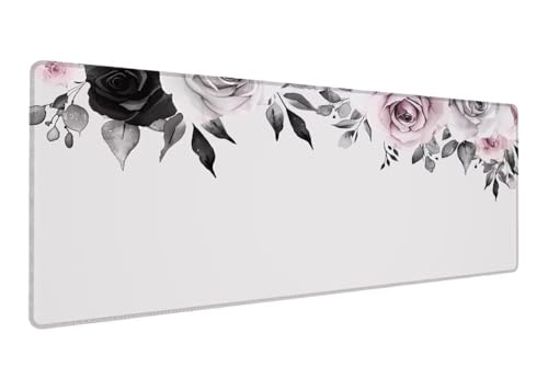 Gaming Mauspad XXL 1200x600x3mm, Blume Mauspad, Große Anlage Schreibtischunterlage Tastatur Matte, rutschfeste Gummibasis Schreibtisch Matte, Genähte Kanten Mouse Pad Desk Mat Für Home Computer A-4 von Lihogbo