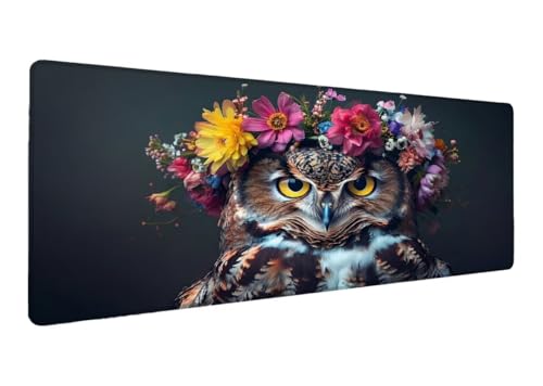 Gaming Mauspad XXL 800x400x3mm, Eule Mauspad, Große Blume Schreibtischunterlage Tastatur Matte, rutschfeste Gummibasis Schreibtisch Matte, Genähte Kanten Mouse Pad Desk Mat Für Home Computer I-0 Gaming Mauspad XXL 800x400x3mm, Eule Mauspad, Große Blume Schreibtischunterlage Tastatur Matte, rutschfeste Gummibasis Schreibtisch Matte, Genähte Kanten Mouse Pad Desk Mat Für Home Computer I-0 von Lihogbo