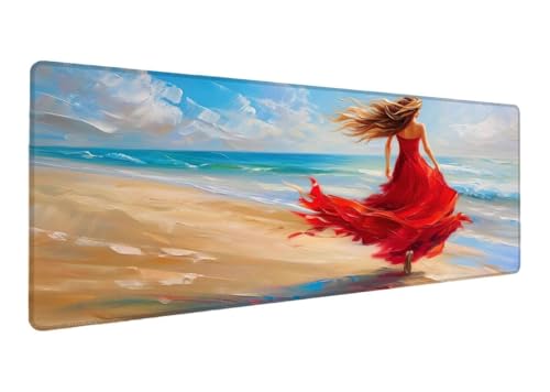 Gaming Mauspad XXL 800x400x3mm, Strand Mauspad, Große Frau Schreibtischunterlage Tastatur Matte, rutschfeste Gummibasis Schreibtisch Matte, Genähte Kanten Mouse Pad Desk Mat Für Home Computer L-8 Gaming Mauspad XXL 800x400x3mm, Strand Mauspad, Große Frau Schreibtischunterlage Tastatur Matte, rutschfeste Gummibasis Schreibtisch Matte, Genähte Kanten Mouse Pad Desk Mat Für Home Computer L-8 von Lihogbo