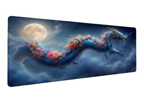 Gaming Mauspad XXL 900x400x3mm, Mond Mauspad, Große Drachen Schreibtischunterlage Tastatur Matte, rutschfeste Gummibasis Schreibtisch Matte, Genähte Kanten Mouse Pad Desk Mat Für Home Computer H-5 Gaming Mauspad XXL 900x400x3mm, Mond Mauspad, Große Drachen Schreibtischunterlage Tastatur Matte, rutschfeste Gummibasis Schreibtisch Matte, Genähte Kanten Mouse Pad Desk Mat Für Home Computer H-5 von Lihogbo