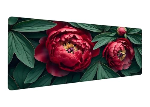 Gaming Mauspad XXL 900x400x3mm, Pfingstrose Mauspad, Große Blume Schreibtischunterlage Tastatur Matte, rutschfeste Gummibasis Schreibtisch Matte, Genähte Kanten Mouse Pad Desk Mat Für Home Arbeit C-5 Gaming Mauspad XXL 900x400x3mm, Pfingstrose Mauspad, Große Blume Schreibtischunterlage Tastatur Matte, rutschfeste Gummibasis Schreibtisch Matte, Genähte Kanten Mouse Pad Desk Mat Für Home Arbeit C-5 von Lihogbo