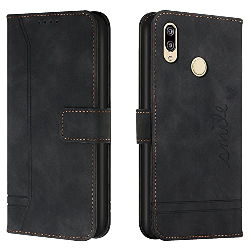 Lihondar Kompatibel mit Huawei Honor 8X Hülle, Handyhülle Huawei Honor 8X, Premium Leder Klappbar Schutzhülle Tasche Wallet mit Brieftasche [Standfunktion] Cover Flip Case Klapphülle (Schwarz) von Lihondar