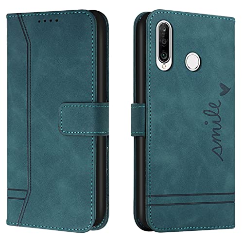 Lihondar Kompatibel mit Huawei P30 Lite/Nova 4e Hülle, Handyhülle Huawei P30 Lite/Nova 4e, Premium Leder Klappbar Schutzhülle Tasche Wallet mit Brieftasche Cover Flip Case Klapphülle (Grün) von Lihondar