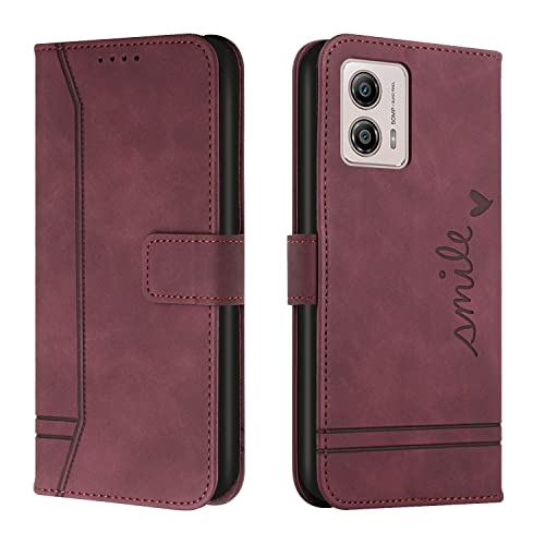 Lihondar Kompatibel mit Motorola Moto G13/G23/G53 5G Hülle, Handyhülle Moto G13/G23/G53 5G, Leder Schutzhülle Tasche Wallet Brieftasche [Ständer] [Standfunktion] Cover Flip Case Klapphülle (Rot) von Lihondar