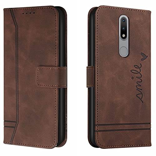 Lihondar Kompatibel mit Nokia 2.4 Hülle, Handyhülle Nokia 2.4, Premium Leder Klappbar Schutzhülle Tasche Wallet mit Brieftasche [Standfunktion] Cover Flip Case Klapphülle für Nokia 2.4 (Braun) von Lihondar