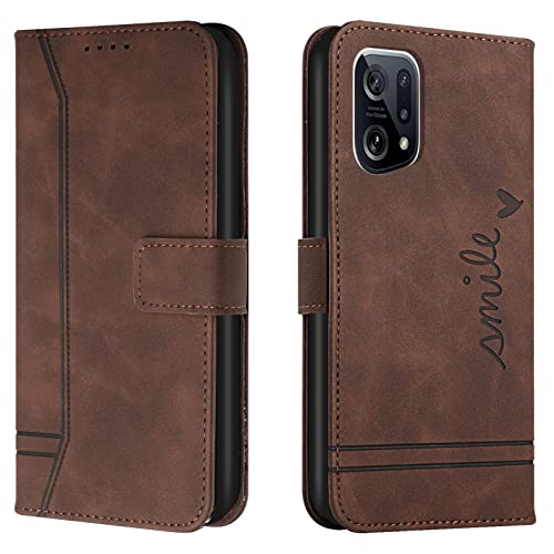 Lihondar Kompatibel mit Oppo Find X5 Pro Hülle, Handyhülle Oppo Find X5 Pro, Premium Leder Klappbar Schutzhülle Tasche Wallet mit Brieftasche [Standfunktion] Cover Flip Case Klapphülle (Braun) von Lihondar