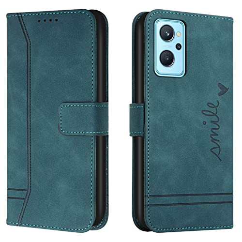 Lihondar Kompatibel mit Oppo Realme 9i / Oppo A76 / A96/ A36 Hülle, Handyhülle Oppo Realme 9i / Oppo A76 / A96/ A36, PU Leder Klappbar Schutzhülle mit BriefCover Flip Case Klapphülle (Grün) von Lihondar