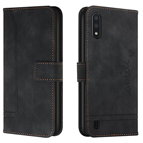 Lihondar Kompatibel mit Samsung Galaxy A10/ M10 Hülle, Handyhülle Samsung A10, M10 Leder Klappbar Schutzhülle Tasche Wallet Brieftasche Cover Flip Case für Samsung A10/ M10 Klapphülle (Schwarz) von Lihondar