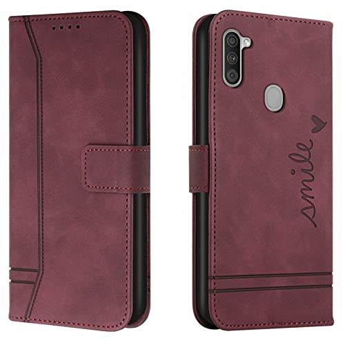 Lihondar Kompatibel mit Samsung Galaxy A11/ M11 Hülle, Handyhülle Samsung A11, M11 Leder Klappbar Schutzhülle Tasche Wallet Brieftasche Cover Flip Case für Samsung A11/ M11 Klapphülle (Rot) von Lihondar