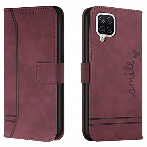 Lihondar Kompatibel mit Samsung Galaxy A12 / M12 Hülle, Handyhülle Samsung A12, M12 Leder Klappbar Schutzhülle Tasche Wallet Brieftasche Cover Flip Case für Samsung A12 / M12 Klapphülle (Rot) von Lihondar