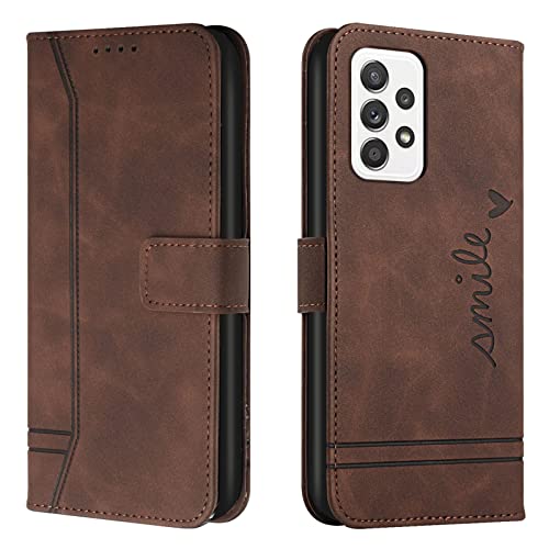 Lihondar Kompatibel mit Samsung Galaxy A33 5G Hülle, Handyhülle Samsung A33 5G, A33 5G Leder Klappbar Schutzhülle Tasche Wallet Brieftasche Cover Flip Case für Samsung A33 5G Klapphülle (Braun) von Lihondar