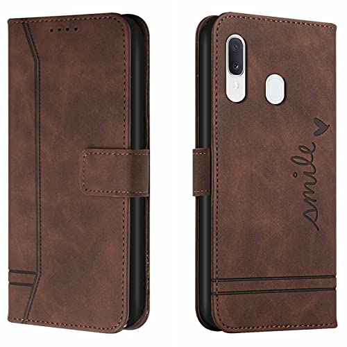 Lihondar Kompatibel mit Samsung Galaxy A40 Hülle, Handyhülle Samsung A40, A40 Leder Klappbar Schutzhülle Tasche Wallet [Ständer] Brieftasche Cover Flip Case für Samsung A40 Klapphülle (Braun) von Lihondar