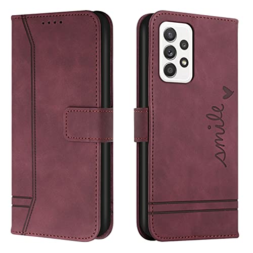 Lihondar Kompatibel mit Samsung Galaxy A53 5G Hülle, Handyhülle Samsung A53 5G, A53 5G Leder Klappbar Schutzhülle Tasche Wallet Brieftasche Cover Flip Case für Samsung A53 5G Klapphülle (Rot) von Lihondar