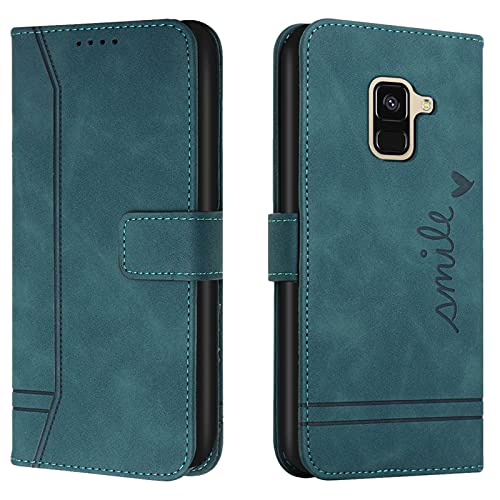 Lihondar Kompatibel mit Samsung Galaxy A8 2018 / A5 2018 Hülle, Handyhülle Samsung A8 2018, A5 2018 Leder Klappbar Schutzhülle Tasche Wallet [Ständer] Brieftasche Cover Flip Case Klapphülle (Grün) von Lihondar