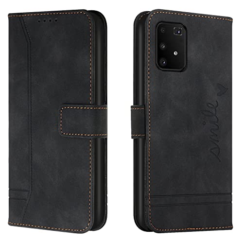 Lihondar Kompatibel mit Samsung Galaxy A91/ M80S/ S10 Lite Hülle, Handyhülle Samsung A91/ M80S/ S10 Lite, Leder Klappbar Schutzhülle Tasche Wallet Brieftasche Cover Flip Case Klapphülle (Schwarz) von Lihondar