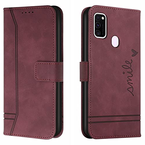 Lihondar Kompatibel mit Samsung Galaxy M30S/M21 Hülle, Handyhülle Samsung M30S, M21 Leder Klappbar Schutzhülle Tasche Wallet Brieftasche Cover Flip Case für Samsung M30S/M21 Klapphülle (Rot) von Lihondar