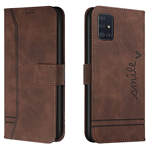 Lihondar Kompatibel mit Samsung Galaxy M51 Hülle, Handyhülle Samsung M51, M51 Leder Klappbar Schutzhülle Tasche Wallet Brieftasche [Ständer] Cover Flip Case für Samsung M51 Klapphülle (Braun) von Lihondar