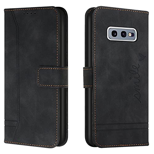 Lihondar Kompatibel mit Samsung Galaxy S10E Hülle, Handyhülle Samsung S10E, S10E Leder Klappbar Schutzhülle Tasche Wallet Brieftasche [Ständer] Cover Flip Case für Samsung S10E Klapphülle (Schwarz) von Lihondar