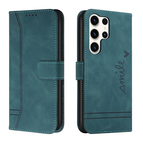 Lihondar Kompatibel mit Samsung Galaxy S24 Ultra Hülle, Handyhülle Samsung Galaxy S24 Ultra, Premium Leder Klappbar Schutzhülle Tasche Wallet mit Brieftasche Cover Flip Case Klapphülle (Grün) von Lihondar